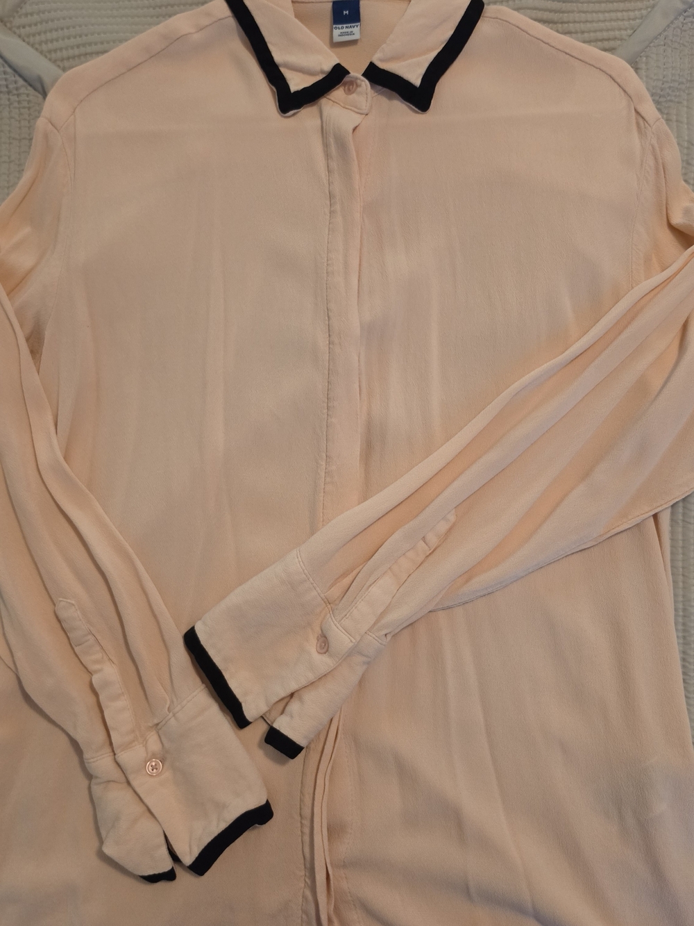 Old Navy Pink Blouse with Black Collar Trim